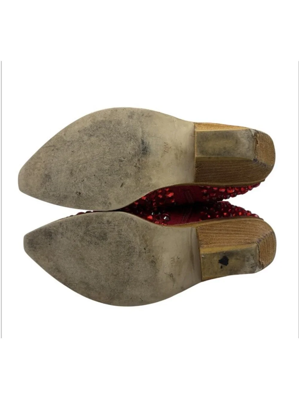 FREE PEOPLE x JEFFREY CAMPBELL Boots Women’s 7.5 M Heels Red Rhinestone Studded